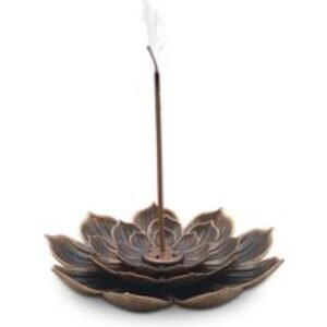 Brass Lotus-Shaped Incense Burner - Multi-Stick Holder Decorative Table Accessory