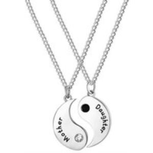 Mother & Daughter Duo Necklace Set in Silver or Gold | Wowcher