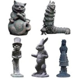 Alice in Wonderland Garden Ornament Sculpture Set - Weather-Resistant Resin Outdoor Décor | Wowcher