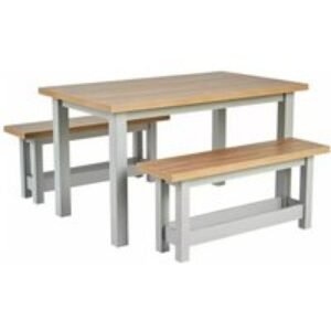 Avon Contemporary Oak Effect Dining Table & Bench Set - 4 Seater