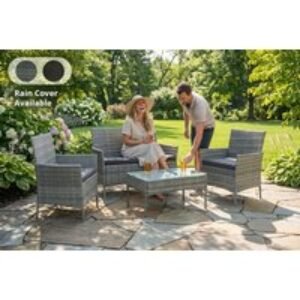 PRICE DROP! Weather-Resistant 4-Seater Rattan Garden Dining Set - Modern Outdoor Lounge | Wowcher