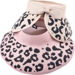 Unisex Black Leopard Print Rollup Adjustable Summer Cap - Cotton Blend