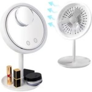 3-in-1 LED Makeup Mirror with Built-in Fan | Wowcher