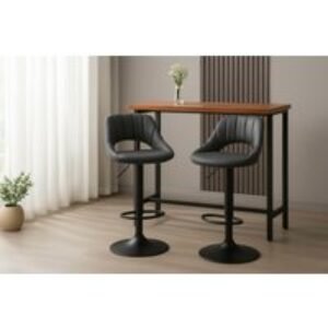 HOMCOM Adjustable Faux Leather Swivel Bar Stools - Modern Height Adjustable Kitchen Seating | Wowcher