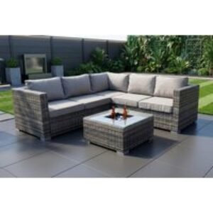 Modern Rattan 5 Seat Garden Corner Sofa Set with Ice Bucket Table | Wowcher
