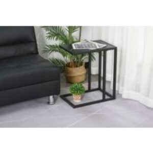 HOMCOM Contemporary Black & White Bedside Table - Durable Wood Effect