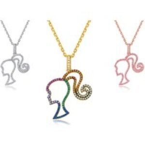 Barbie  Rhinestone Silhouette Pendant Necklace - Zinc Alloy