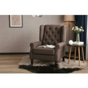 HOMCOM Brown Retro Wingback Armchair - Upholstered