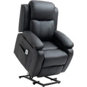HOMCOM Black Faux Leather Power Lift Recliner Sofa Chair - 1-Seater