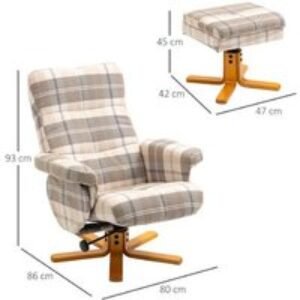 HOMCOM Multicolour Fabric Recliner Swivel Lounge Chair & Ottoman - Modern Reclining Sofa Chair with Storage | Wowcher