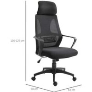 Vinsetto Ergonomic Mesh Office Chair - Adjustable Black Desk Chair