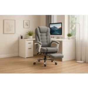 Vinsetto Luxury Ergonomic Massage Office Chair - Grey Linen