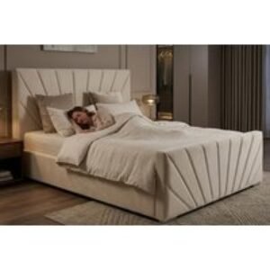 Sunrise Linear Upholstered Bed with Mattress & Colour Options | Wowcher