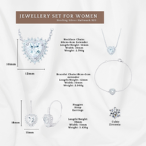 Sterling Silver Heart Jewelry Set with Necklace
