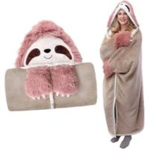 Unisex Black Fluffy Animal Hooded Wearable Blanket - Lightweight Summer Loungewear for All Genders | Wowcher