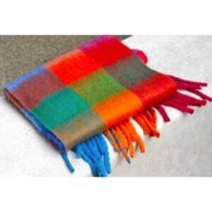 Black Women's Oversized Plaid Fuzzy Scarf - 8 Colourful Styles