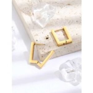 Elegant Rectangle Hoop Earrings - Gold or Silver Delight! | Wowcher