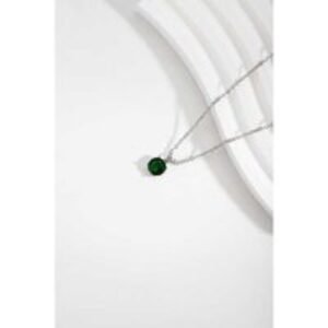 Silver-Plated Emerald Crystal Pendant Necklace - Adjustable Lightweight Chain | Wowcher
