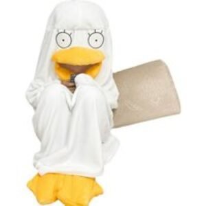 Unisex Black Unisex Lightweight Hooded Blanket & Duck Slippers Set - Cosy Summer Loungewear | Wowcher