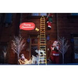 Festive Outdoor LED Santa Climbing Ladder Christmas Lights - 75cm or 300cm