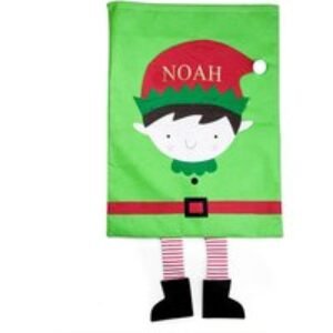 Personalised Christmas Elf Santa Sack Gift Bag - Custom Name