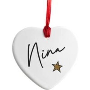Personalised Ceramic Christmas Star Heart Tree Decoration - Custom Name Keepsake Ornament | Wowcher
