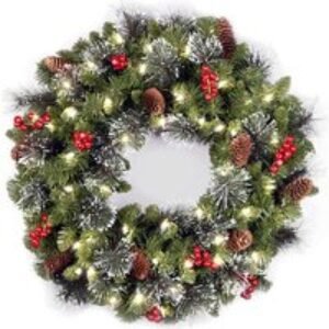 Pre-Lit Artificial Christmas Wreath - Battery-Operated