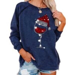 Novelty Christmas Wine Glass Jumper - 100% Polyester