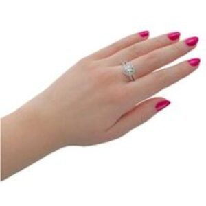 Dazzling Crystal Cluster Engagement Ring - Rhodium-Plated Statement CZ Halo