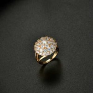 Gold Tone Round Clear Crystal Ring with Simulated Sapphires | Wowcher