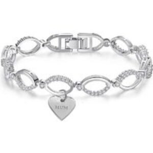 Elegant Silver Crystal Infinity Bracelet with Personalized Tags | Wowcher