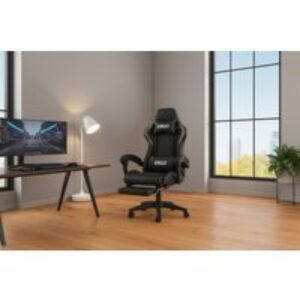 Ergonomic Racing Style Gaming Chair with Footrest - PU Leather