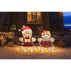 LED Outdoor Gingerbread Lights - Boy or Girl - 1 or 2 Pcs | Wowcher
