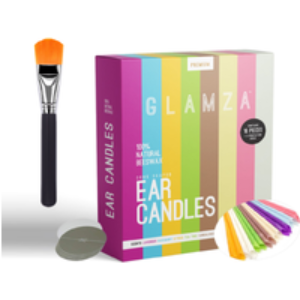 Ear Candling Detox Set - 16 Ear Candles with Disks & Makeup Brush for Relaxation and Self-Care | Wowcher