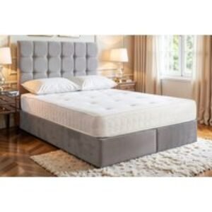 Grey Plush Velvet Ottoman Storage Bed With Headboard & Mattress Options | Wowcher