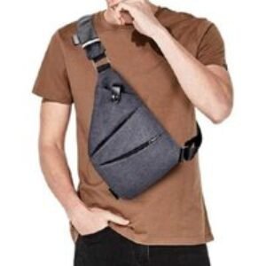 Unisex Black Smart Anti-Theft Oxford Sling Bag - Lightweight