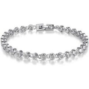 Crystal Jewellery Set - Rhodium-Plated Bracelet & Hoop Earrings