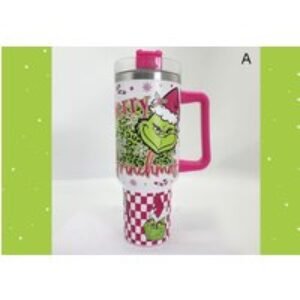 40oz Stainless Steel Christmas Tumbler with Handle - Insulated Festive Drinkware
