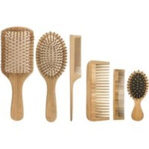 6pc Bamboo Hair Brush Set - Anti-Static