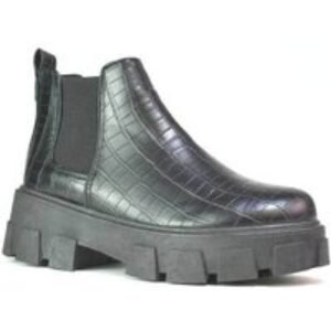 Black Women's Faux Leather Ankle Winter Boots - Cushioned