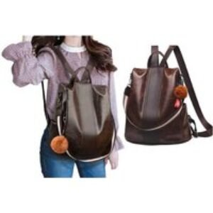 Black Chic Women's PU Leather Anti-Theft Backpack - Water-Resistant