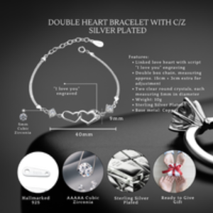Linked Hearts Adjustable Bracelet for Granddaughter with Gift Box & Personalised Card | Wowcher