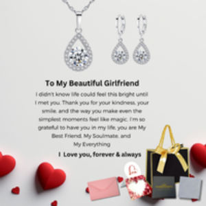 Teardrop Crystal Jewellery Set - Silver-Tone Necklace & Earrings Gift Set for Her | Wowcher