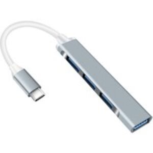 Type C to USB 3.0 4 Port Hub - Portable High-Speed Connectivity in Grey or Silver | Wowcher