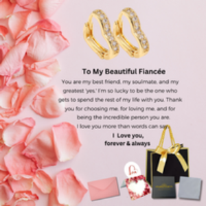 Gold Plated Heart Hoop Earrings - Mini Hoops for Fiancee