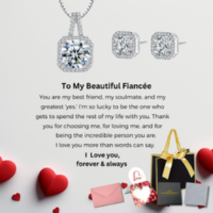 Silver-Tone Halo Necklace & Earrings Jewellery Set - Crystal Pavé