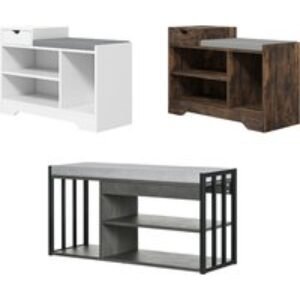 Wooden Shoe Storage Bench with Upholstered Seat - 3 Colour Options