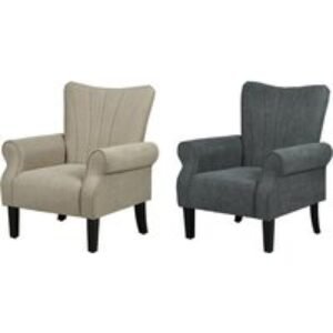 Linen-Look Upholstered High Back Accent Armchair - Thick Padded