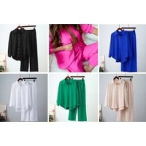 Black Women's Essnce Solid Shirt & Pants Set - Versatile Summer Fashion | Wowcher