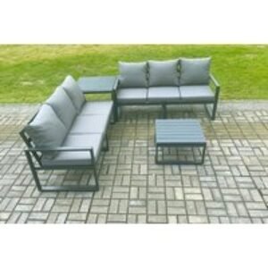Modern Aluminium 6-Seater Garden Sofa Set with Coffee Tables | Wowcher